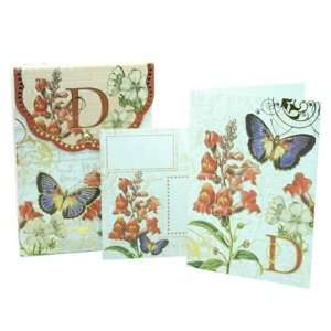  Punch Studio Floral Monogram Pouch Note Cards  #56976D 