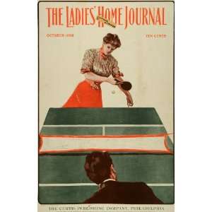  1902 Cover Ladies Home Journal Ping Pong Table Game 