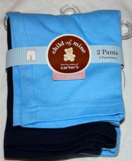 set of 2 pants for baby boy 2 pants light blue and navy blue 100 % 