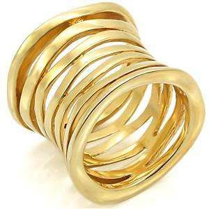 NO STONE YELLOW GOLD PLATED WILD BAND LADY RING JEWELRY  