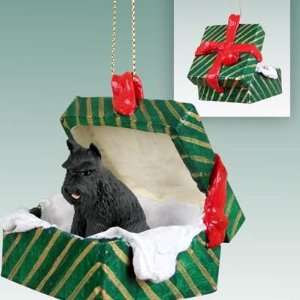 Schnauzer Green Gift Box Dog Ornament   Black 