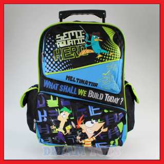 16 Disney Phineas and Ferb Roller Backpack Rolling Blu  