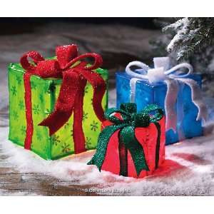  Set of 3 Lighted Gift Boxes 