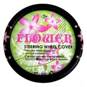Simulated Leather Steering Wheel Cover with Embossed Design   Pink 