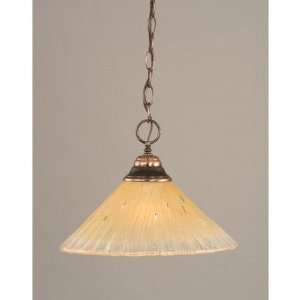   700 Chain Pendant with Amber Crystal Glass Shade Finish Black Copper