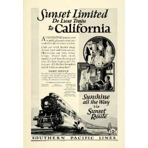  1925 Ad Train Travel Locomotive California Sunset Limited Southern 