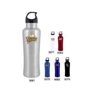   Black, 24 oz. sport bottle with threaded top and individual gift box