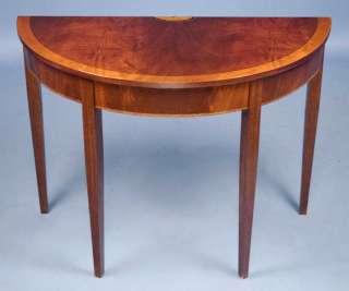 English Antique Style Flame Mahogany Demi Lune Table  