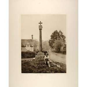   Photogravure Cross Shrine Warwickshire England   Original Photogravure
