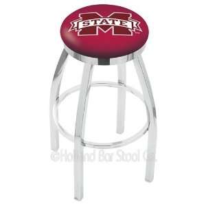   State Bulldogs Logo Chrome Swivel Bar Stool Base with Flat Accent Ring