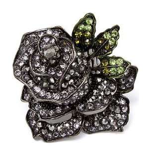   Black Crystal Rose Adjustable Stretch Ring Fashion Jewelry Jewelry