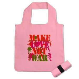   Grocery Bag Pink Make Love Not War Peace Symbol Sign 