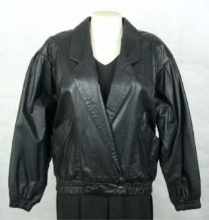 Vintage SUNDANCE LEATHERS Womens Ladies Black LEATHER Coat Jacket size 