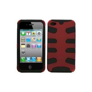 iPhone 4 Titanium Red Fishbone Design Protector Case