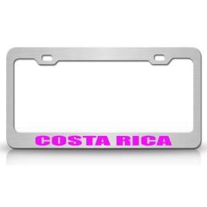COSTA RICA Country Steel Auto License Plate Frame Tag Holder, Chrome 
