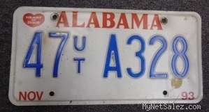 Alabama Heart of Dixie Utility Trailer License Plate 93 1993 #56440 