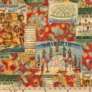  44 Wide The Circus Advertisements Scarlet Fabric By The 