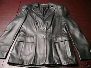 NWT ESCADA Black Leather Blazer Jacket, 40/10, $2800  