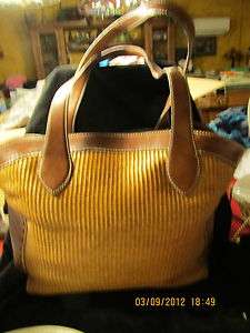 Fossil Brown Weave and Faux Leather Trim Shoulder Purse NICE  