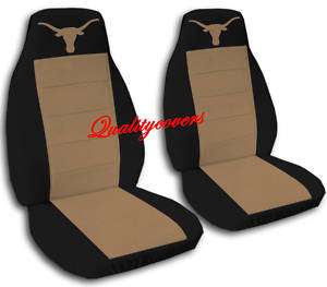 COOL SET OF TEXAS LONGHORN CAR SEAT COVERS BLK BROWN  