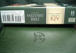 KJV Military Bible Green Simulated Leather Compact Red letter King 