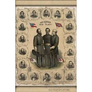  Confederate Officers & Flag   24x36 Poster Everything 