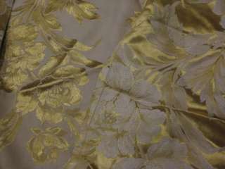 vtg Gld/Yllw Rayon Damask Curtain Upholstery Fabric 7yd  