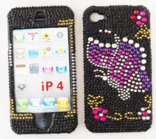   Hard Case Cover Black Butterfly Jewel Cute Dazzle Bling Design  