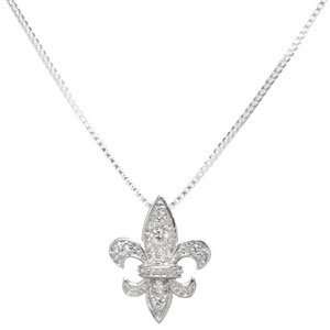   Emitations Petite Fleur De Lis CZ Necklace, 16, Silver, 1 ea Jewelry