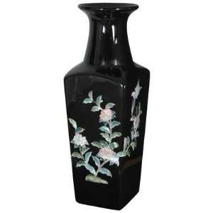 Oriental Furniture POR SQV BB 14 Square Vase in Black  