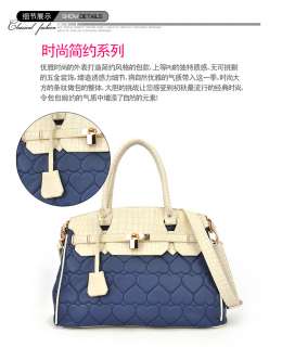 Womens Handbag Heart shaped Grid Hobo Classic Lock platinum Contrast 