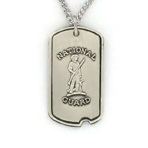  Sterling Silver U S National Guard Dog Tag, St Michael The 