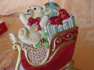   and FLOYD CHRISTMAS ORNAMENT w BOX Teddy Bear in SLEIGH w gifts 2003