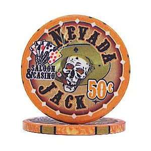  Nevada Jack Casino Quality 10 Gram Chip   Orange   50 Cents 