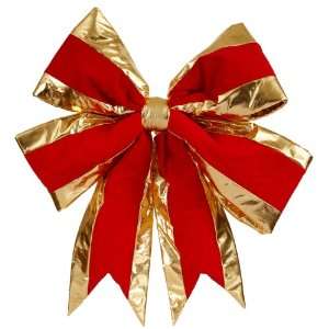   24 x 30 Red and Gold Indoor / Outdoor Velveteen 4 Loop Christmas Bow