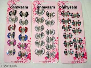 flower design color stone mini metal jaw hair clips i butterfly design 