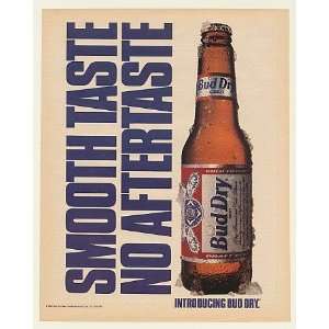  1990 Budweiser Bud Dry Beer Bottle Smooth Taste Print Ad 