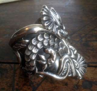Vintage Taxco Mexican Sterling Silver Figural DRAGON Bangle Clamper 
