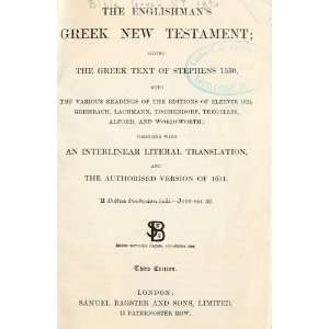  The Englishmans Greek New Testament; Giving The Greek 