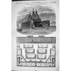 1868 FLOATING DOCK CARTHAGENA SHIPS ENGINEERING RENNIE  