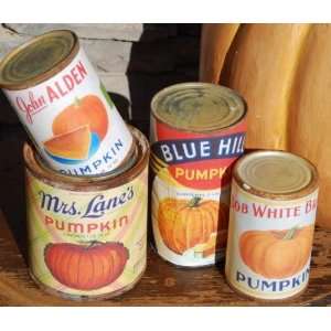 Set of 4 Rusty Pumpkin Pantry Cans  Grocery & Gourmet Food