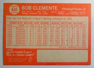 1964 TOPPS BASEBALL #440 ROBERTO CLEMENTE VG+  