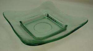 Don Drumm Studio Art Glass Dish Tray Clear Aqua Marine  