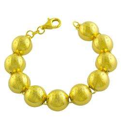 Goldkist 18k Yellow Gold over Silver Ribbed Bead Bracelet