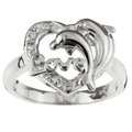   silver clear cubic zirconia dolphin love ring was $ 26 49 sale $ 20 69