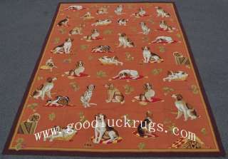 9X12 DOG NEEDLEPOINT AREA RUG WALL HANGING TAPESTRY  