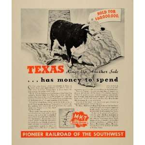  1937 Ad Texas Railroad Southwest Train Agriculture Cow 