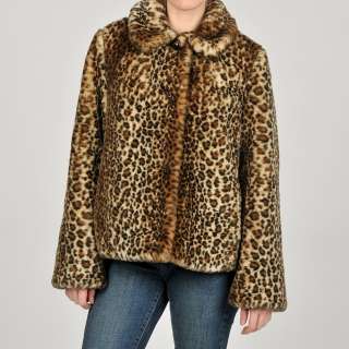 Generation NXT Womens Junior Faux Fur Leopard Print Jacket 