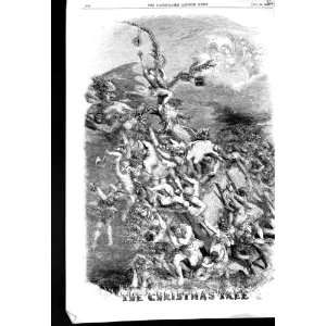  1856 ANTIQUE PRINT CHRISTMAS TREE CHILDREN PEOPLE