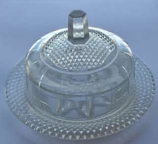 1930s Estonia Vintage Press Glass Butterdish w Lid  